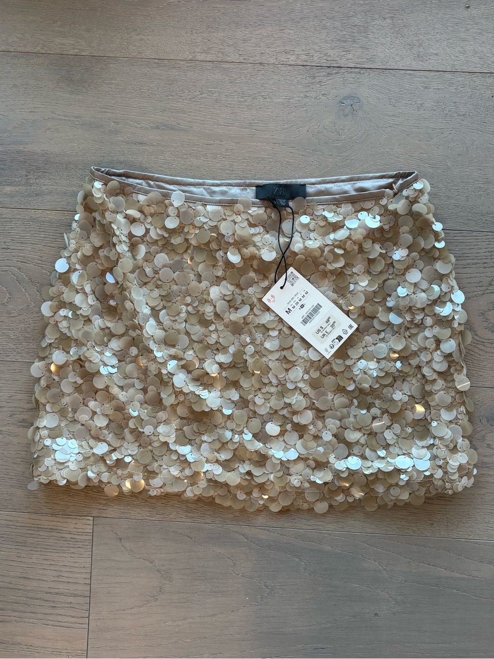 Zara Sequin Mini Skirt in Champagne